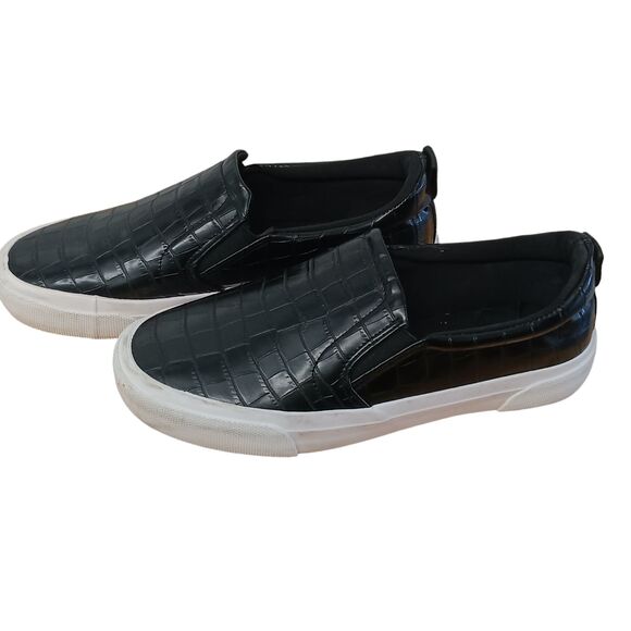 Jenn Ardor Black Croc Pattern Slip On Skate Shoes Size 10 - Picture 1 of 6